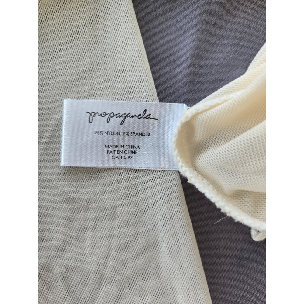 Propaganda Mesh Pull Over Ruched Cinched Top Ivory Women Sz M Y2K Whimsy Festive - Picture 12 of 16